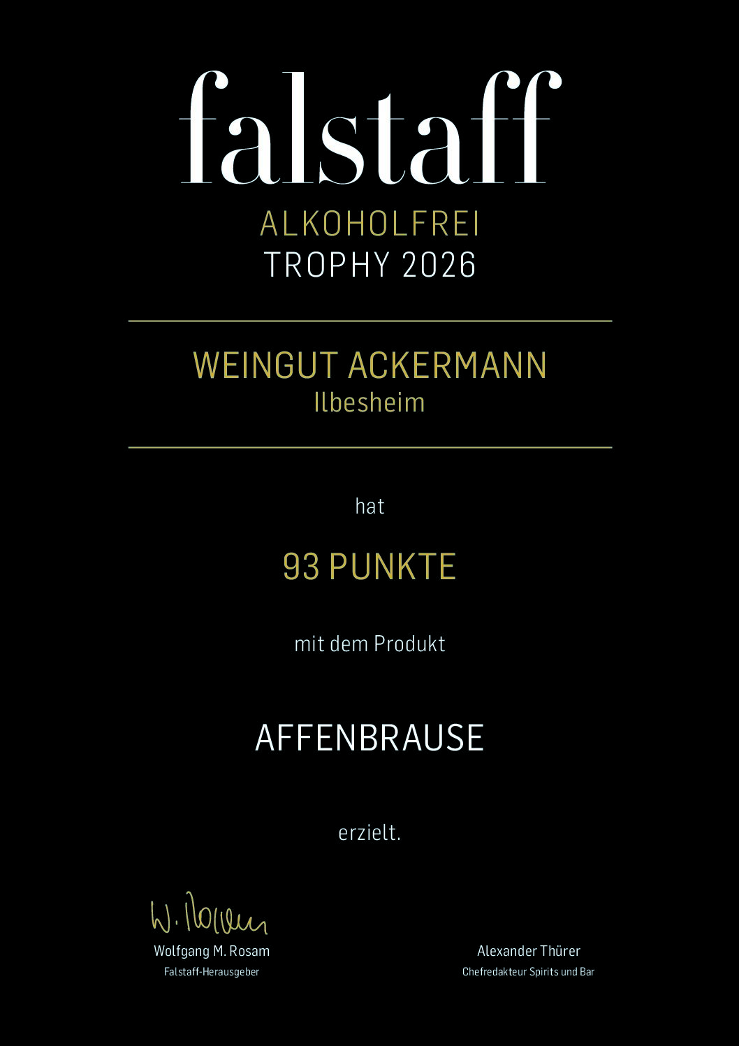 Affenbrause in der Weinzeitschrift Falstaff ausgezeichnet!